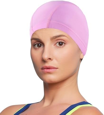 Swim Cap for Men Women Adult, High Stretch Fabric Swim Cap, Swimming Caps Non-Waterproof