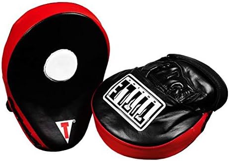 TITLE Boxing Icredi-Ball Leather Punch Mitts 2.0, Black/Red - Boxing Pads, Muay Thai, Focus Mitts, MMA Equipment, Kickboxing
