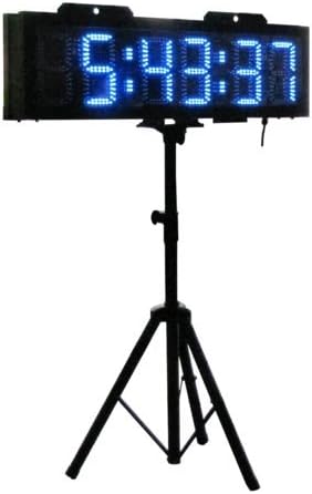Outdoor LED Race Timing Clock Blue Color Digits Countdown/up Timer 6" High Character Double Sided with Tripod for Marathon or Running Events Support Real Time Clock