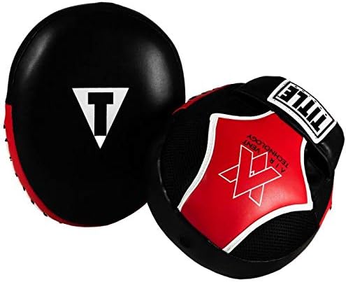 TITLE Boxing Air Vent Technology Punch Mitts, Black/Red - Boxing Pads, Muay Thai Pads, Punching Mitts, Focus Mitts, Boxing Equipment, Punching Pads, MMA Equipment, Kickboxing