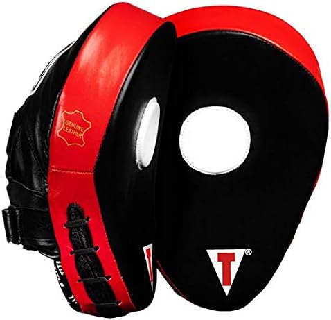 TITLE Boxing Icredi-Ball Leather Punch Mitts 2.0, Black/Red - Boxing Pads, Muay Thai, Focus Mitts, MMA Equipment, Kickboxing