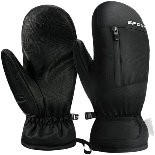 Waterproof Ski Mittens Ski Glove for Women Men Youth Winter Cold Weather Snow Gloves with Hands Warmer Zipper Pocket