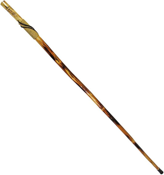 SE Survivor Series 55" Hand Carved Wolf Hiking Stick, Weatherproof, Rope Wrapped, Metal Tip - WS626-55RW