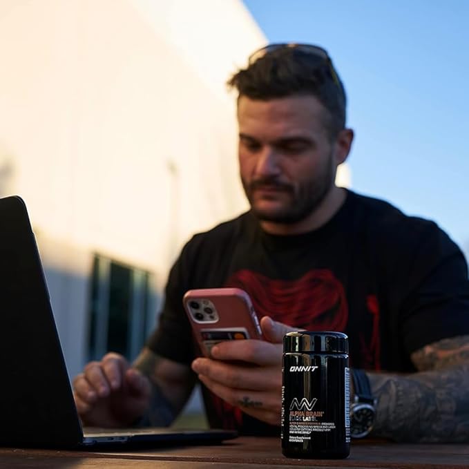 ONNIT Alpha Brain Black Label Capsule (80ct) Premium Citicoline Brain Supplement - Focus, Concentration & Memory - Lion's Mane, Hericium Erinaceus, L Theanine & Mucuna Pruriens