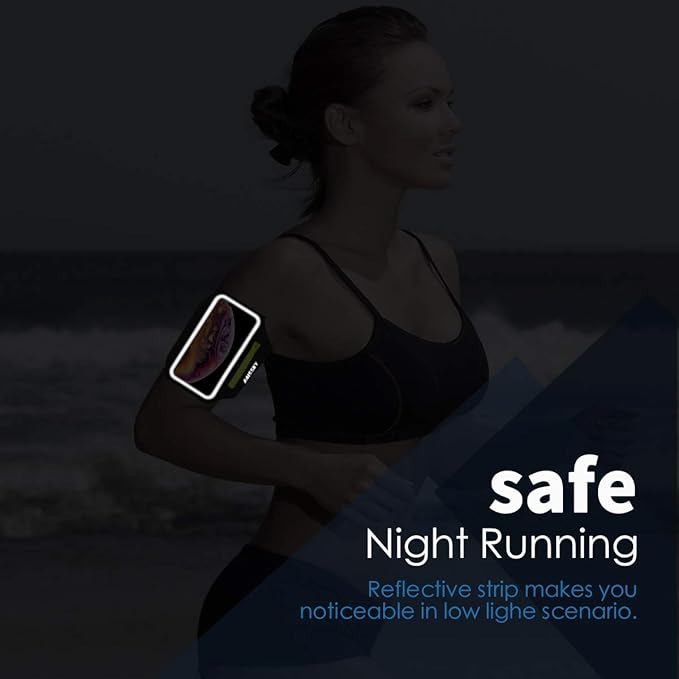 Running Armband with Earphone Bag Cell Phone Armband for iPhone 16 15 Pro 14 Plus 13 11 XR XS, Galaxy S24/S10 Water Resistant Sports Phone Holder Case & Zipper Slot Car Key Holder for 6.7 inch Phone