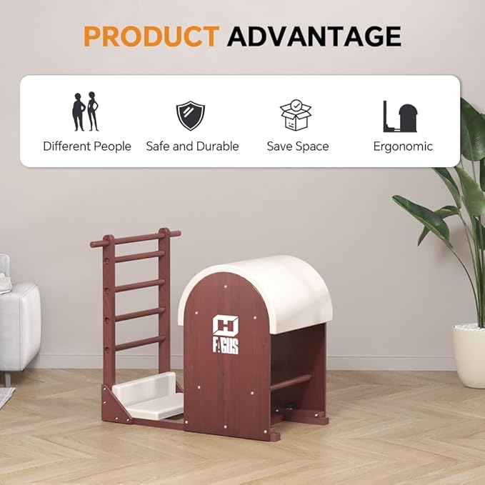 Pilates Ladder Barrel, Pilates Ladder Bucket Yoga Exercise Equipment for Building Strength and Flexibility, Strength-Training Tool, Workout Equipment for Home Pilates Gym or Studio Use