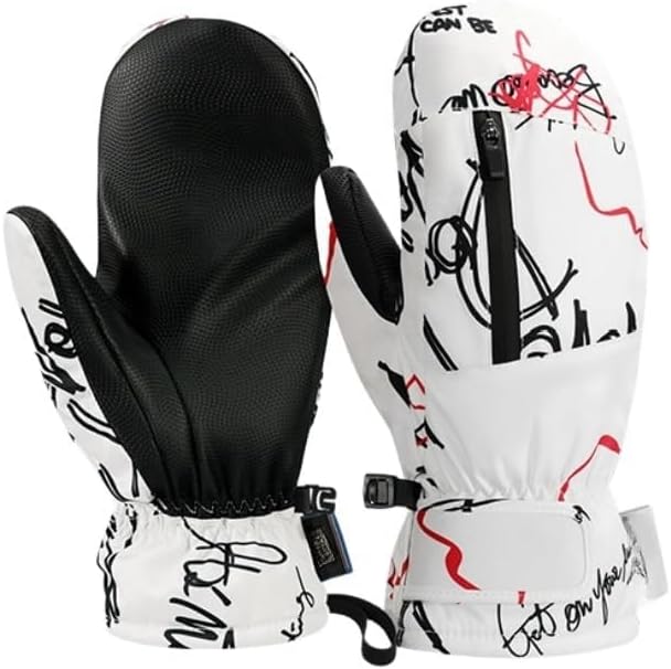 Waterproof Ski Mittens Ski Glove for Women Men Youth Winter Cold Weather Snow Gloves with Hands Warmer Zipper Pocket