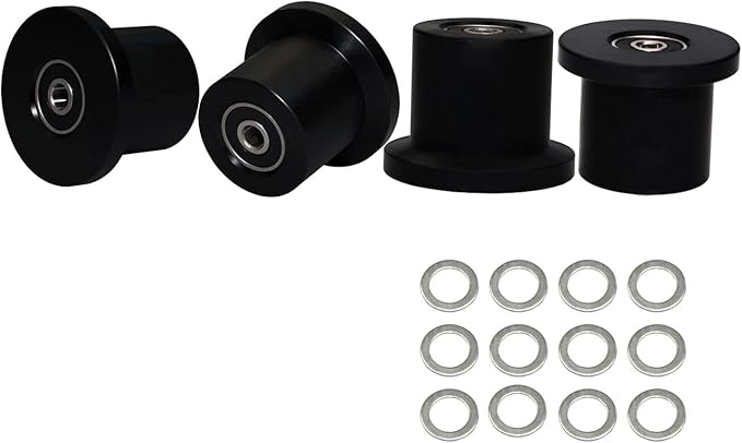 Total Gym Replacement Set Wheels/Rollers for Models XL, XLS and Some 3000 XL, All FIT, and Fit with Bearings Thru Hole of 1/4" in Diameter - 4 Pack (Black)