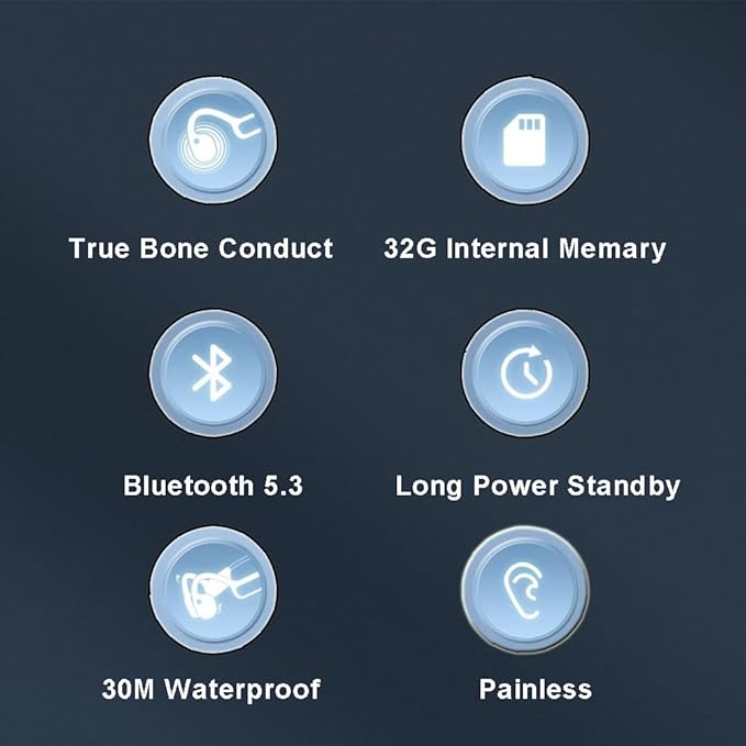 IHAO Swimming Headphones True Bone Conduction Open Ear Headset MP3 Player Built-in 32G Memory IP68 Underwater Waterproof Stereo Bluetooth Earphone for Driving Bicycling Running Skiing-X10 Black