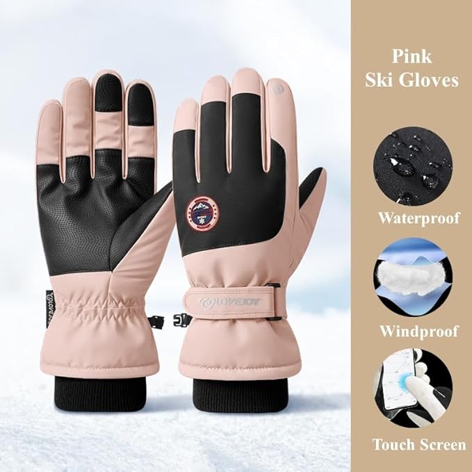 Winter Ski Snow Gloves for Men, Women, Youth | Touchscreen & Waterproof Cold Weather Hand Warming Gloves Winter Work Gloves