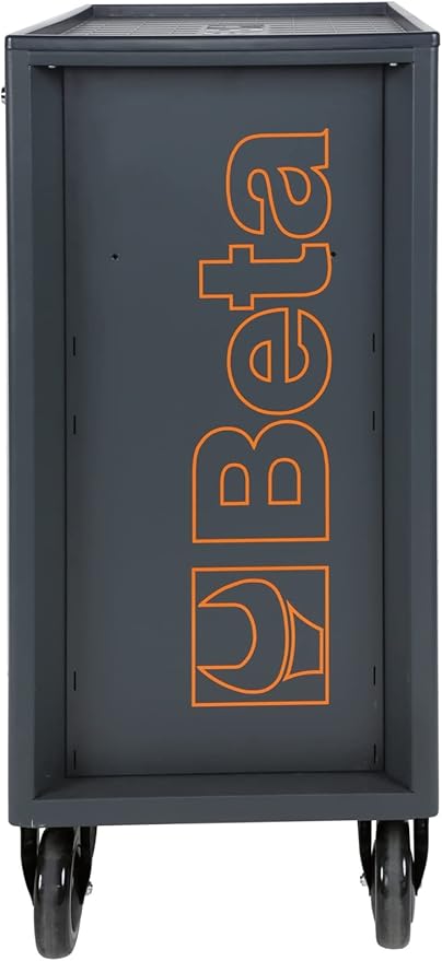 Beta RSC24 Heavy Duty Rolling Tool Cabinet, 5 Drawers, Grey, Ball Bearing Slides, Rubber Mat Liners, 5" Casters, Anti-Fall Edge Worktop, 1760 lbs Load Capacity, Made in Italy
