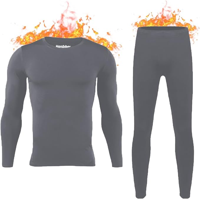 HEROBIKER Long Johns Thermal Underwear for Men Skiing Winter Warm Hunting Gear Fleece Lined Base Layer Set Top Bottom