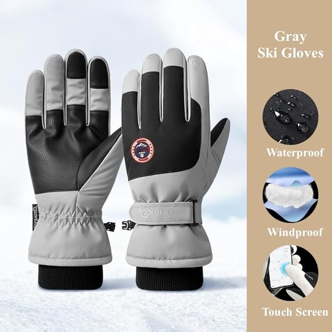 Winter Ski Snow Gloves for Men, Women, Youth | Touchscreen & Waterproof Cold Weather Hand Warming Gloves Winter Work Gloves