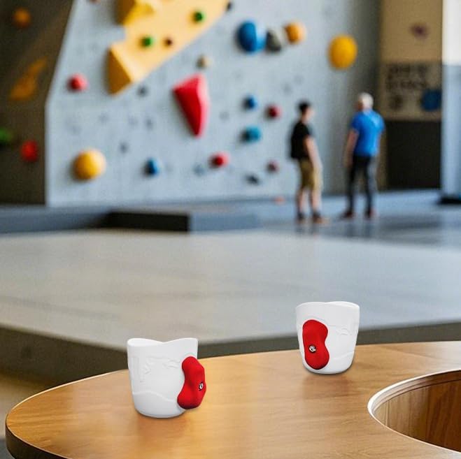 TWO STONES Rock Climbing Coffee Mug for Rock Climber as Rock Climbing Gift for Climbers (White + Red)