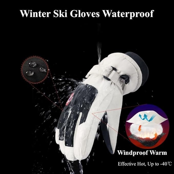 Winter Ski Snow Gloves for Men, Women, Youth | Touchscreen & Waterproof Cold Weather Hand Warming Gloves Winter Work Gloves