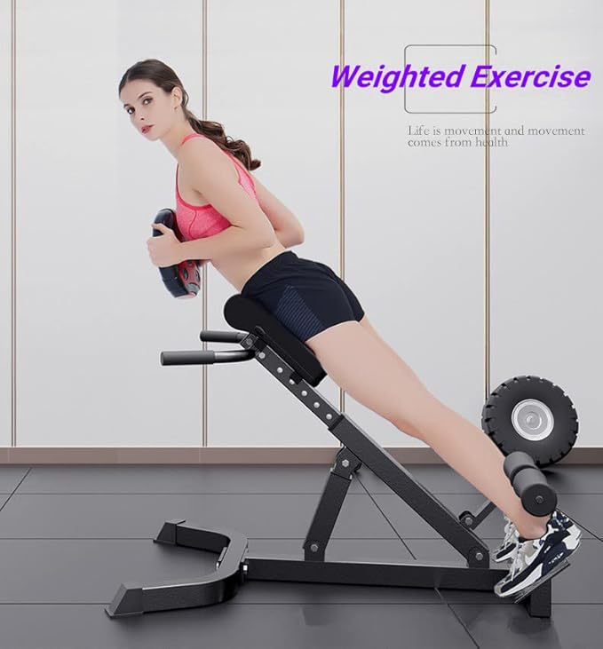 ComMax Hyperextension Roman Chair Back Extension Bench Foldable Workout Bench Machine for Home GYM Adjustable Waist Abdominal Back Trainer