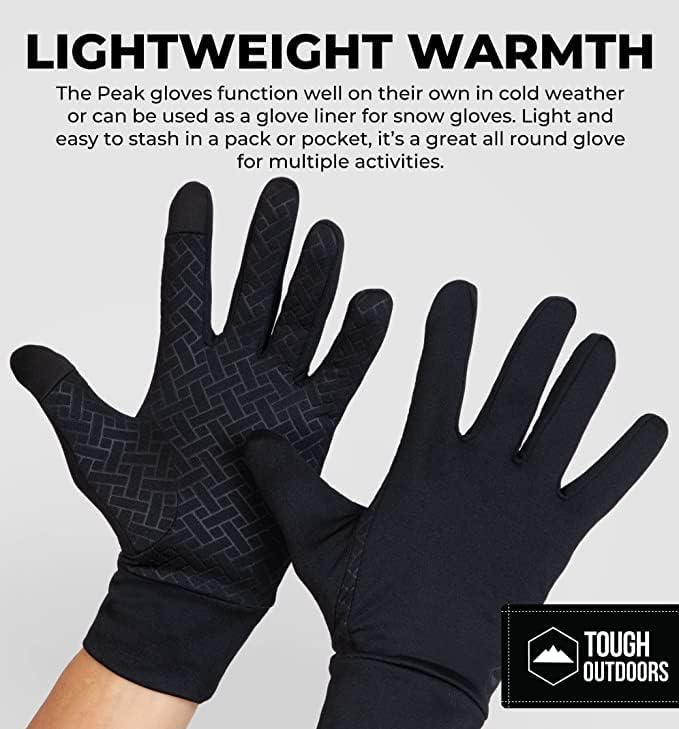 Tough Outdoors Running Gloves - Touch Screen Ski Glove Liners - Men's Winter Gloves - Glove Liners for Cold Weather