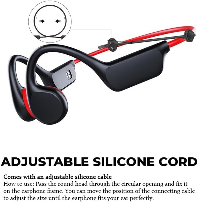 Swimming Waterproof Bone Conduction Headphones Bluetooth 5.3 lPX8 Underwater Waterproof Headphones for Swimming with 32GB MP3 Player Built in Earbuds for Sport Running Cycling Gym (Redblack)