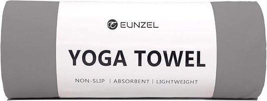 Eunzel Hot Yoga Towel Non Slip Yoga Mat Towel Non-Slip Sweat Absorbent Microfiber Towel for Hot Yoga, Pilates and Workout 72" x 26.5", Dark Grey