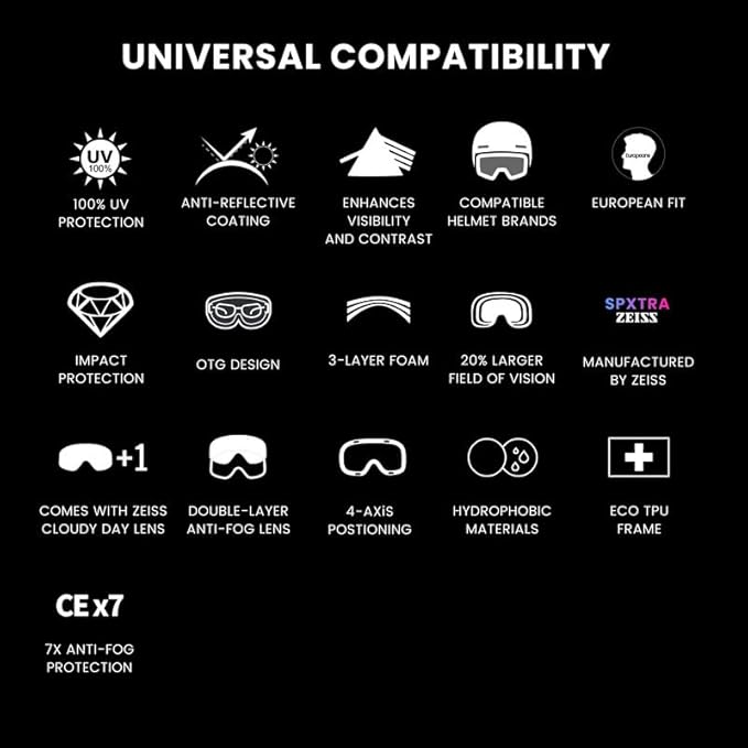 Ski Goggles Snow OTG Snowboard Goggles Magnetic Interchangeable Lens Frameless UV Protection Anti-fog mobile Skating