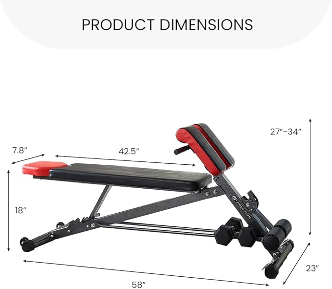 Finer Form Multi-Functional Weight Bench for Full All-in-One Body Workout – Versatile Adjustable Workout Bench for Home Gym. Fitness equipment perfect for Back HyperExtension, Bench Press, Roman Chair Exercise, Sit up. Adjusts to Decline or Flat Bench.