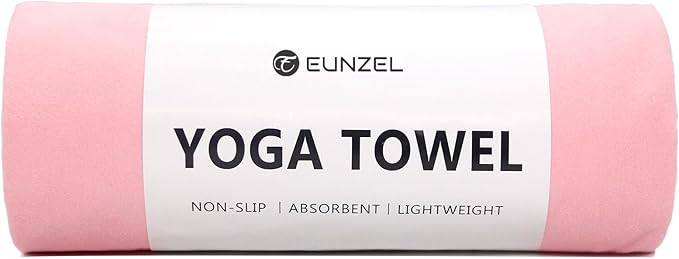Eunzel Hot Yoga Towel Non Slip Yoga Mat Towel Non-Slip Sweat Absorbent Microfiber Towel for Hot Yoga, Pilates and Workout 72" x 26.5", Pink