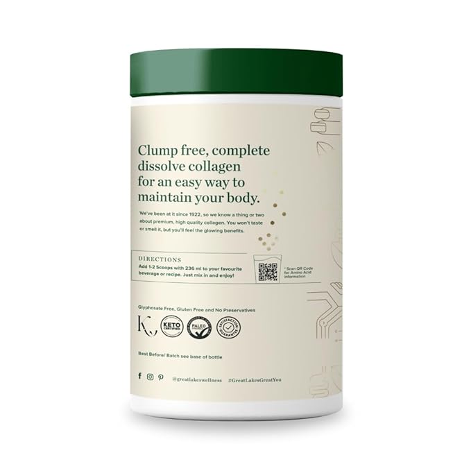 Great Lakes Wellness Collagen Peptides Powder for Skin, Hair, Nails, Joints & Digestion - Unflavored - Quick Dissolve Hydrolyzed, Non-GMO, Keto, Kosher - 16 oz - 4 Pack