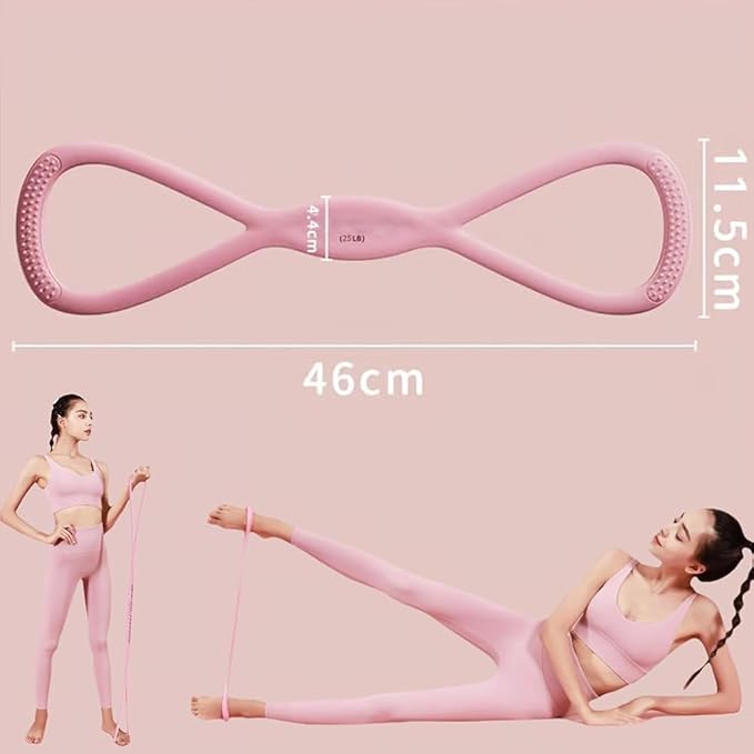 Resistance Bands, Figure 8 Exercise Bands for Women Men, 8 Shaped Resistance Rubber Band for Arms, Back, Shoulder Stretch with Handles, Gift for Sports Lover, Portable(25lb Pink)