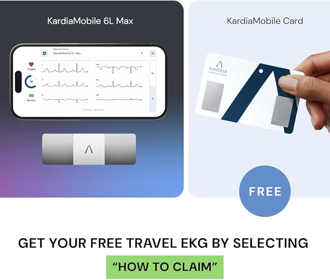 KardiaMobile 6L Max with 12-Month Subscription | 6-Lead Personal EKG Monitor | Heart Health Membership | Detects AFib & Irregular Arrhythmias | Easy Results in 30 Seconds | Works with Smartphones
