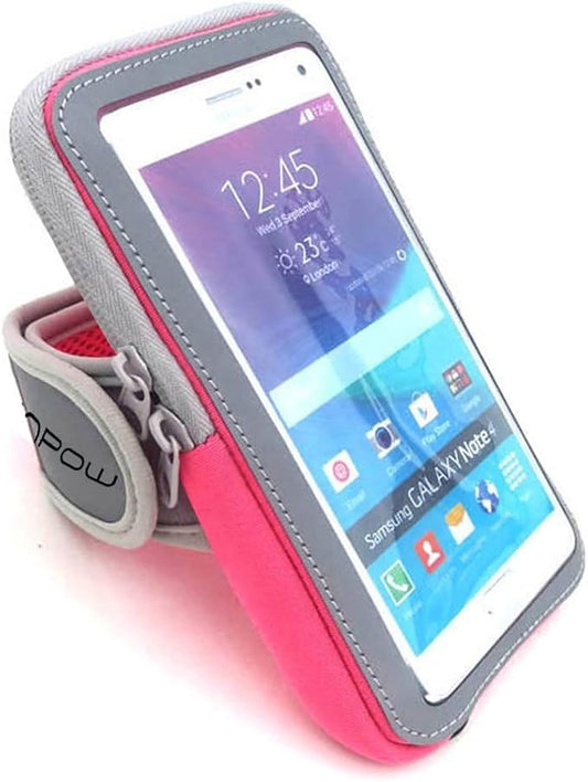 Multifunctional Outdoor Sports Armband Sweatproof Running Armbag Casual Arm Package Bag Gym Fitness Cell Phone Bag Key Holder for iPhone 16 15 14 13 Max Pro Plus Samsung Galaxy Note S24 S23 Edge, Pink