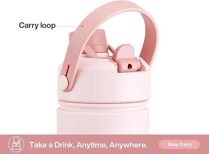 26 oz Insulated Water Bottle with 2-in-1 Straw and Spout Lid, Keep Cold 24H, Leak-Proof, Fits in Car Cup Holder, Stainless Steel Water Bottle for Sports, Travel, Gym, and School (Candy Ripple)