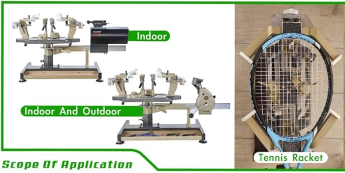 Tennis Stringing Machine, Standing Type, Shared for Tennis and Badminton Racquets, Full Metal Black Gold, Comes with a Complete Set of Stringing Tools, 10 Tennis Strings