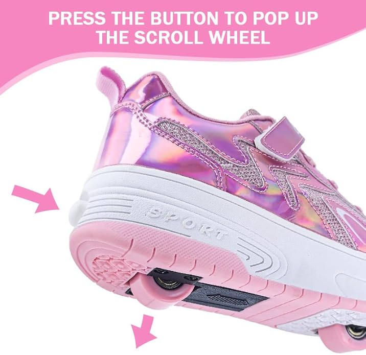 Wooowyet Roller Skate Shoes for Kids Boys Girls Rechargealbe Wheels Sneakers Fashion Roller Wheeled