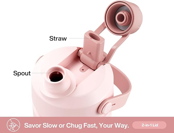 26 oz Insulated Water Bottle with 2-in-1 Straw and Spout Lid, Keep Cold 24H, Leak-Proof, Fits in Car Cup Holder, Stainless Steel Water Bottle for Sports, Travel, Gym, and School (Shroom Parade)