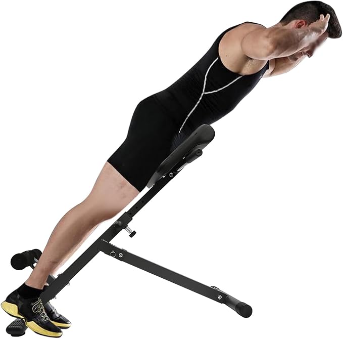 Roman Chair, Hyperextension Bench Roman Chair Adjustable Back Extension Machine Lower Back Exercise Equipment Multi-Functional Workout Bench for Home Gym Full Body Abs Glutes Core Muscles
