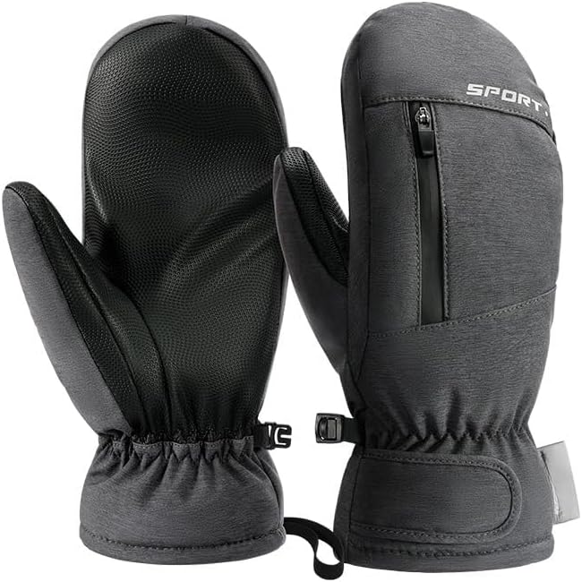 Waterproof Ski Mittens Ski Glove for Women Men Youth Winter Cold Weather Snow Gloves with Hands Warmer Zipper Pocket