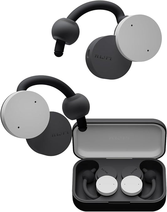 nwm DOTS Wireless On-Ear Speakers (Open Ear Earphones) Sound Leakage suppressed (PSZ Technology - Bone Conduction Alternative) with Optimal Microphone Function Designed in Japan | Stone White
