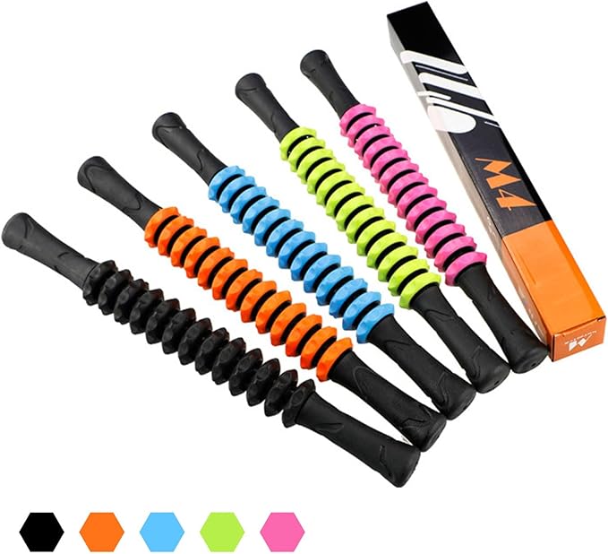 Muscle Roller Stick, Yoga Massage Roller Bar Fitness Beauty Tool for Athletes Relief Leg Back Pain (Pink)