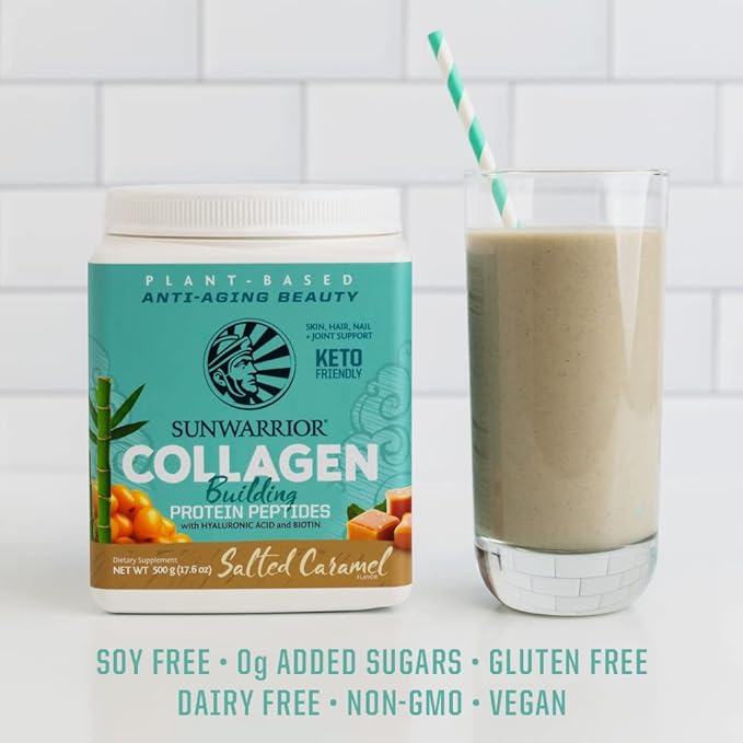 Vegan Collagen Protein Powder for Women Silica Plant Based Collagen Powder with Vegan Hair Skin and Nails Vitamins Non-GMO No Added Sugar Soy Dairy & Gluten Free (Salted Caramel, 20 Servings)