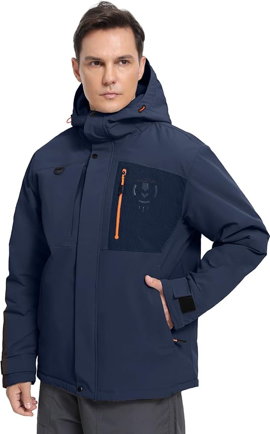 Men's Winter Jacket Waterproof Ski Snow Coat Windproof Snowboard Hooded Raincoats with Warm Graphene lining