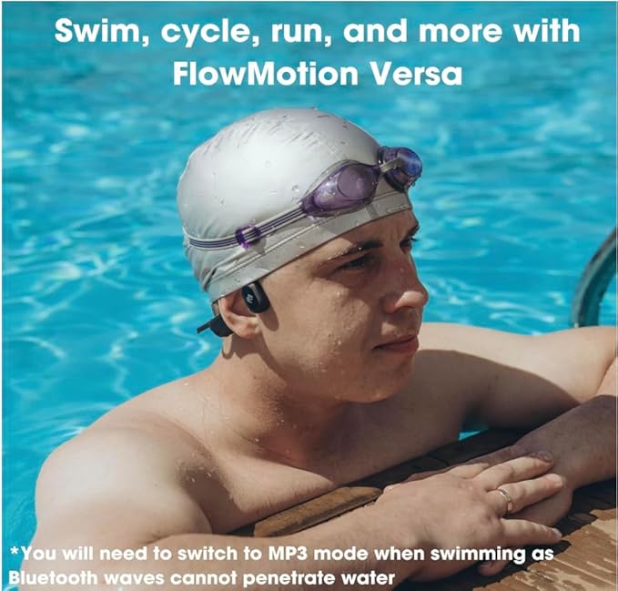 Versa Mini Open-Ear Swimming Headphones Bluetooth Bone Conduction Headphones, 32GB MP3 Player, IP68 Waterproof, Secure Fit for Workouts, Running, Swimming, Cycling, Gym, Built-in Microphone