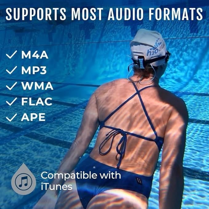 H2O Audio Stream 3 PRO and Surge S+ Earbuds - Underwater Streaming Music Waterproof MP3 Player for Swimming with Bluetooth and Short Cord Underwater Headphones with Superior Sound Quality (Blue)