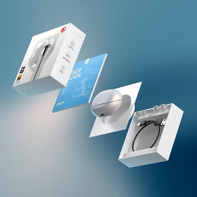 SoundPEATS Air5 Pro Adaptive Hybrid Noise Cancelling Wireless Earbuds, Qualcomm Snapdragon Sound, aptX™ Lossless, LDAC LE Hi-Res Audio, 6 Mics AI CVC 8.0 Call, 37H Playtime, IPX5 Waterproof, BT 5.4