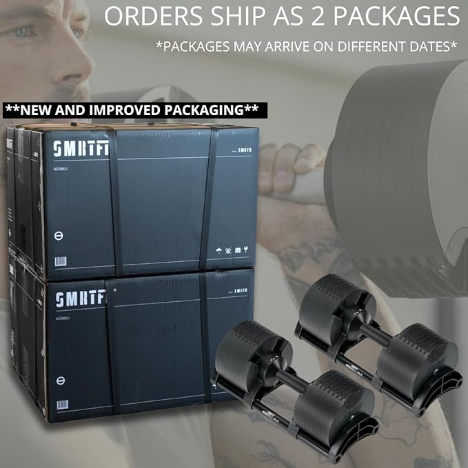 SMRTFT NUOBELL Adjustable Dumbbells | The Original All-in-One NUOBELL Adjustable Dumbbell Set | Feel Real Like Traditional Dumbbells | Highly Durable | Best 2 Year Warranty