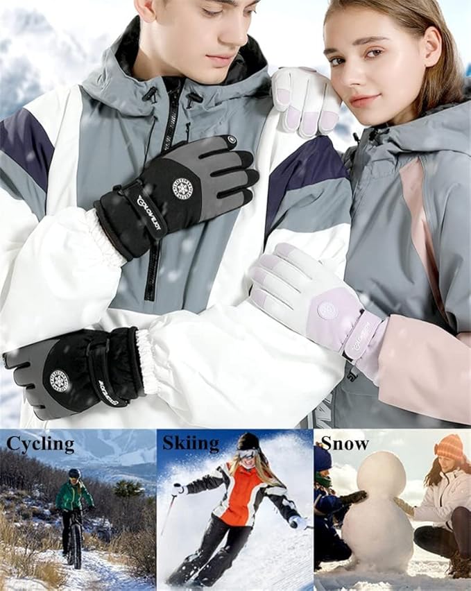 Winter Ski Snow Gloves for Men, Women, Youth | Touchscreen & Waterproof Cold Weather Hand Warming Gloves Winter Work Gloves