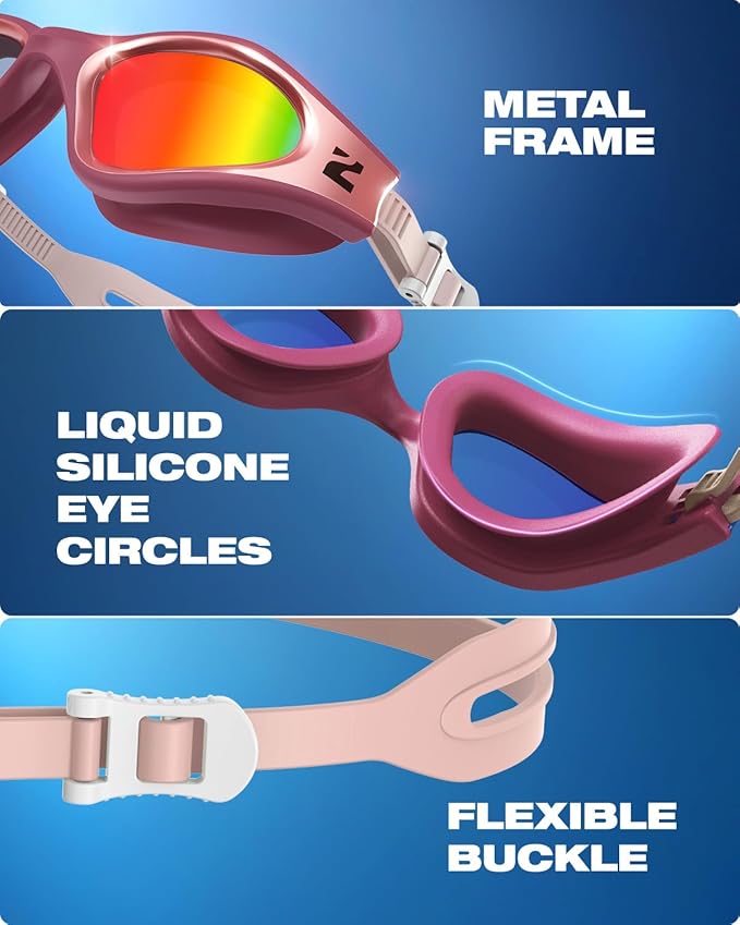 ZIONOR G1 Nava Super Anti-Fog Unisex Swim Goggles Mirror/Bright Smoke Lens