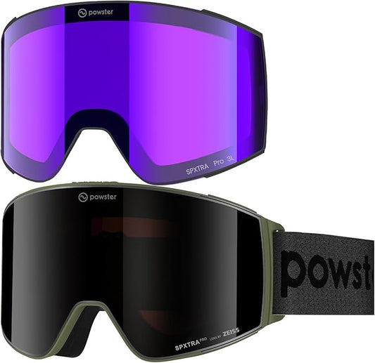 Ski Goggles Snow OTG Snowboard Goggles Magnetic Interchangeable Lens Frameless UV Protection Anti-fog mobile Skating