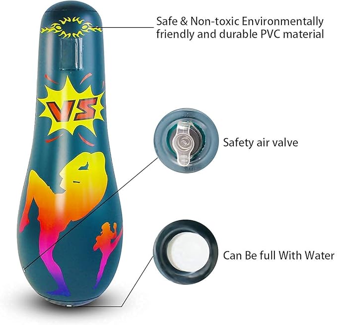 Punching Bag for Kids, Free Standing Boxing Bag for Bounce Back Focus Punching Bag for Practicing Karate, Taekwondo, De-Stress Boxing Bag for Kids.