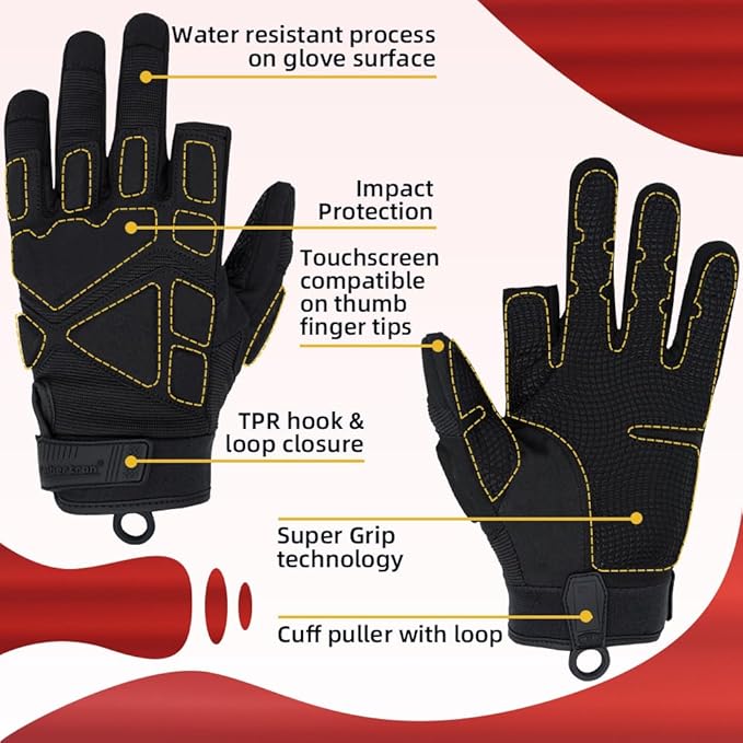 Seibertron Adult Or Youth S.O.L.A.G Sports Outdoor Water Resistant Full Finger Touchscreen Gloves