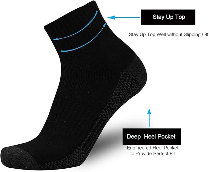 ONKE Max Full Cushion Low Cut Quarter Socks for Men Athletic Running Training Work Thick Warm Moisture Control Anti Blister